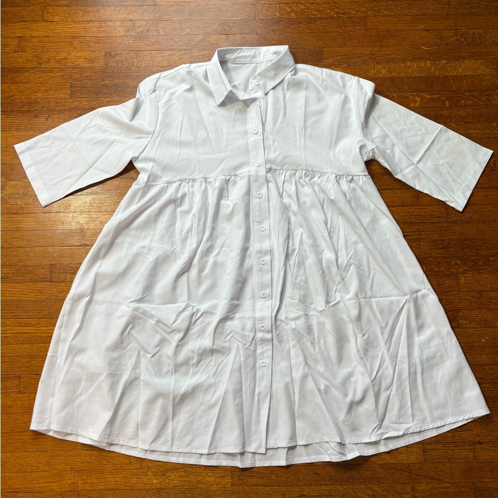 NWOT White Ruffle Tier Mini Dress S